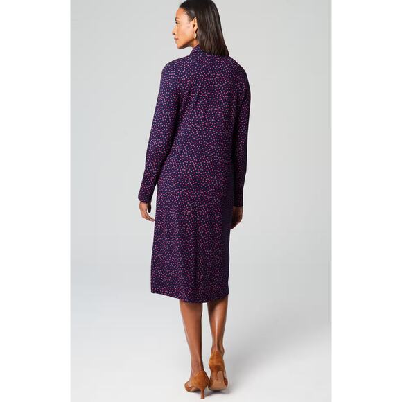 J. Jill Wearever Knit Shirt Dress Navy Blue Red Polka Dot Women's Size Plus 2X - Picture 10 of 11